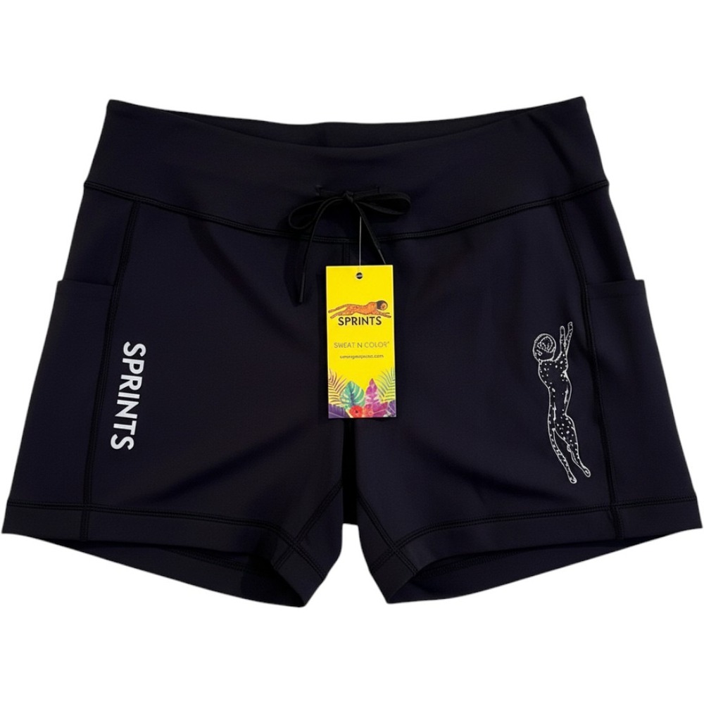Sprints Flexion 5 Compression Short Womens XL Stealth Black Cheetah Athletic